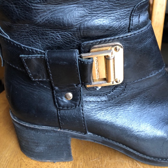 Vince Camuto Finella Black Leather Zip Knee Boots - Picture 2 of 10